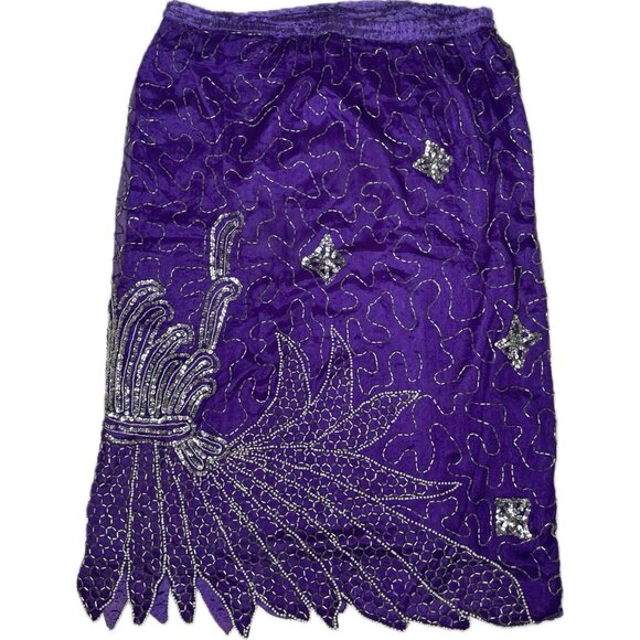 tan chho Women’s 100% Silk Beaded Purple Set Suit Costume Small Vintage 20s - Picture 9 of 13